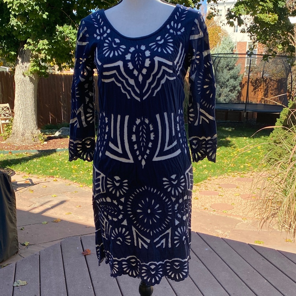 Kas New York Navy and White Cotton Dress - Beachy Bodycon